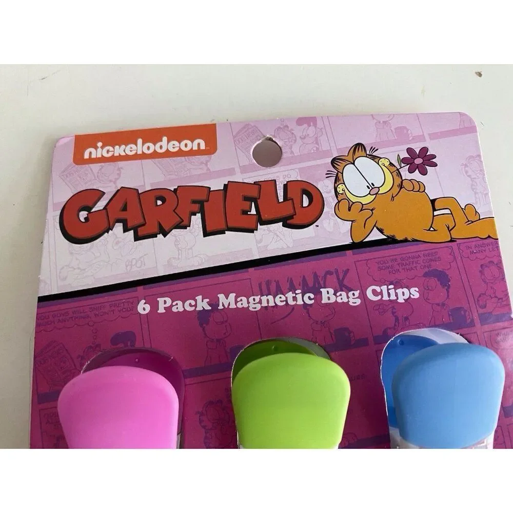 6 Pack Nickelodeon Garfield Magnetic Bag Clips Easter Spring Flowers Bunny‎ Eggs